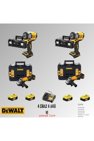 Dewalt DCF922NT + DCF922NT + DCG407NT + DCG407NT 4 Adet 5 Amper Akü + Şarj Aleti Set