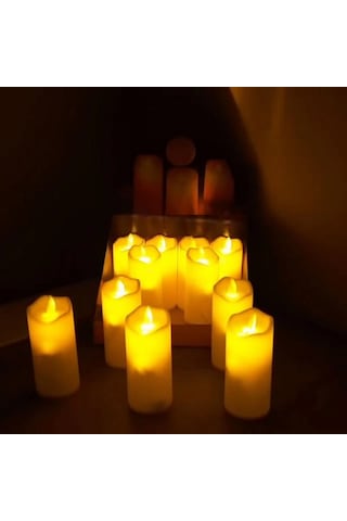 96 Adet Yüksek Kalite Titrek Led Işıklı Mum 12 Cm Led Mum Pilli Mum Kır Düğünü Kına Romantik Dekor Sarı
