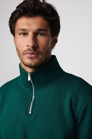 Tudors Pamuklu Dik Yaka Fermuarlı Haki Unisex Sweatshirt-29037-haki Haki