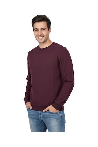 Raymons Erkek Sıfır Yaka Petek Doku Regular Fit Sweatshirt Bgl-st04950 Bordo