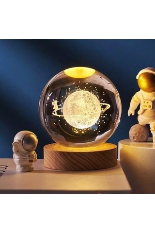 Satürn Çemberindeki Kız Işıklı Cam Küre, Usb Li-1266 Çok Renkli