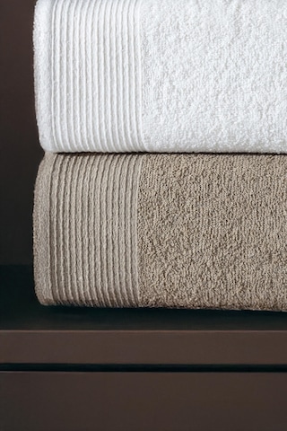 4'lü Hamam Takımı Banyo Havlu Seti 2 Adet 50x90 + 2 Adet 70x140 %100 Pamuk Yumuşak Havlu Kahve - Beyaz