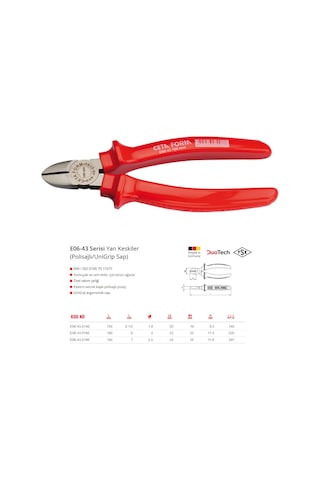 Ceta Form 140mm E06-43-0140 Yan Keski (Polisajlı/UniGrip Sap)