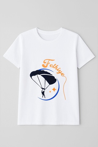 Markapia Kadın Bisiklet Yaka Pamuk Fethiye Baskılı Kısa Kollu T-shirt Beyaz