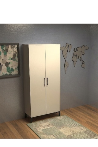 Bohem 2 Kapaklı Çok Amaçlı Dolap Gardırop Askı Dolabı Beyaz