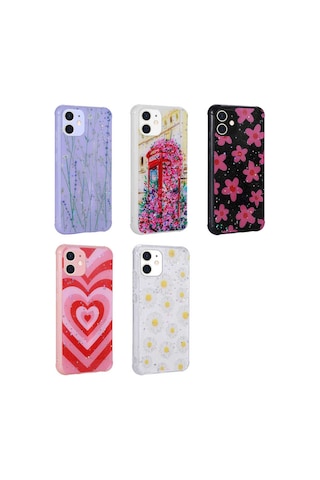 Zore Apple iPhone Uyumlu 11 Kılıf Simli Desenli Kamera Korumalı Parlak Omsy Popy Kapak - Kulübe