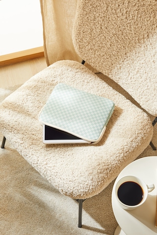 Ocean Home Textile Su İtici Leke Tutmaz Mint Dama Desen Tablet Taşıma Çantası / Kılıfı 27 X 21 X 2 Cm Tablet Kılıfı