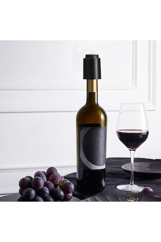 Yystore İtme Tipi Vakumlu Şarap Tıpası Tarih Kayıt Fonksiyonu Siyah