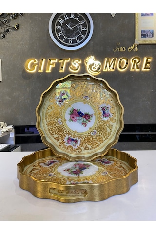 Yuvarlak Tepsi Kçk Altın