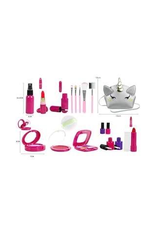 Singree Kızlar İçin 16 Parça Taklit Makyaj Seti - Hediye Çantasıyla Çok Renkli