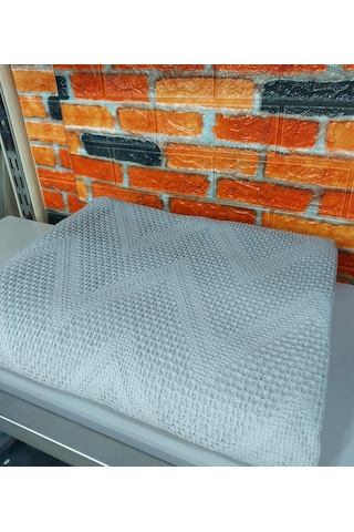 Şaheser %100 Pamuk Çift Kişilik Pike 240x220 Tek Pike -gri V1 Gri