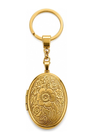 Fotoğraf Eklenebilir Açılır Anı Anahtarlığı Gold Renk Özel Hediye