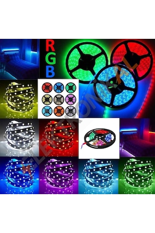 Aukes Rgb Şerit Led 5M Silikonlu Dış / İç Mekan