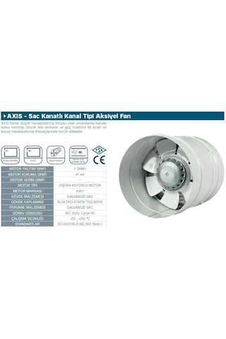 Kayıtes AXIS 300 Yuvarlak Kanal Tipi Aksiyel Fan 2025 M³/H