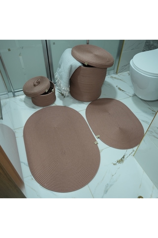 Zengin Supla Banyo Paspas Seti Gül Kurusu