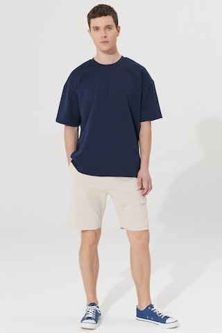AC&Co / Altınyıldız Classics Erkek Lacivert Oversize Fit Bol Kesim Bisiklet Yaka Kısa Kollu Sweatshirt Tişört 4A5222200206LACL Lacivert