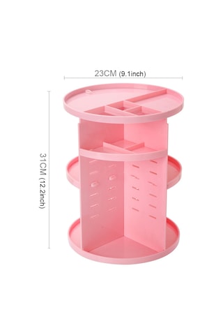Sones 360 Derece Dönebilen Fonksiyonel Kozmetik Kabı Makyaj Düzenleyici Çevre Dostu Saklama Kutusu, Boyut: 23 X 31 Cm Pembe