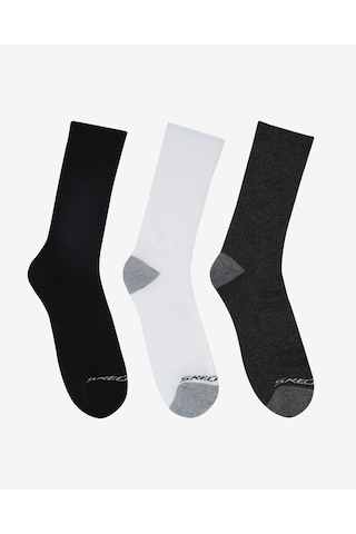 Skechers 6'lı Erkek Yarım Taban Destekli Crew Çorap Erkek Beyaz Çok Renkli Çorap S600139-110 Çok Renkli
