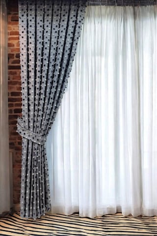 Pastel Püsküllü Fon Perde Gri Renk - Modern Ve Neşeli Tasarım Gri