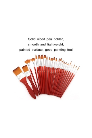 Willowhaven 24 Adet Kanvas Çanta Naylon Yün Guaj Fırça Seti Kırmızı Boya Aksesuarları