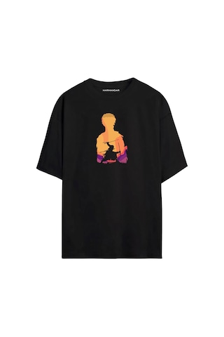 One Piece Anime Zoro Unisex Siyah - Beyaz Oversize T-shirt SIYAH