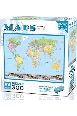 Ks Games 300 Parça World Map - Dünya Haritası Puzzle - 19264