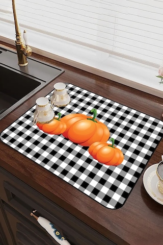 Turuncu Bal Kabağı Microfiber Bulaşık Kurutma Matı Mm021