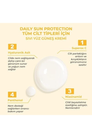 Sinoz Spf50 Günlük Kullanım Sıvı Yüz Güneş Kremi 50ml