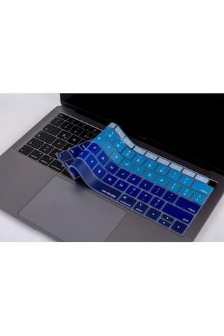 Apple Uyumlu MacBook Air 13inç Klavye Koruyucu Ombre Us-abd İngilizce Touchıd'li A1932 Modeli İle Uyumlu Pembe Mavi