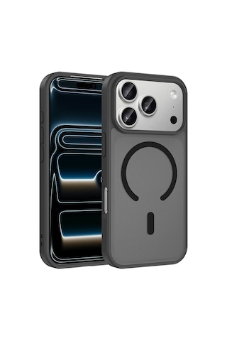 Ardemix Apple iPhone Uyumlu 17 Pro Max Kılıf M-safe Şarj Özellikli Zore Babet Kapak - Siyah