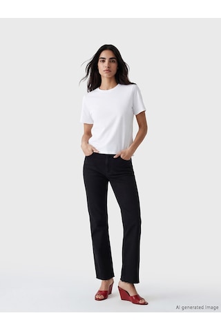 Lcw Jeans Siyah Yüksek Bel Crop Flare Kadın Jean Pantolon