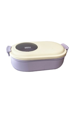 Sevimli Öğle Yemeği Kutusu, Okulda Gençler Ve Çocuklar İçin Taşınabilir 2 Bölmeli Saklama Kabı Mor