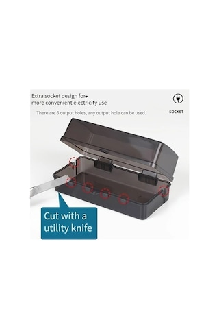 Fastbuy Siyah Deliksiz Su Gecirmez Batarvasiz Dis Mekan Duvar Montajli Elektrik Kablo Yönetimli Kutusu