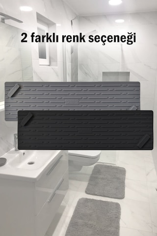 Siyah Uzun Silikon Kötü Koku Önleyici Mat Gider Kapağı Tıpası – Banyo, Mutfak ve Balkon Lavabo Gider 37x11 cm