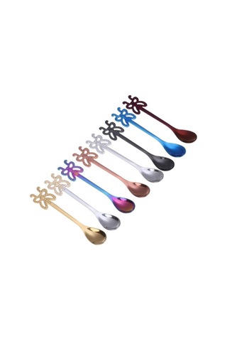 Sones Çok Renkli Paslanmaz Çelik Kelebek Kahve Kaşığı Meyve Soğuk İçecek Dondurma Tatlı Çay Kaşığı, Renk: Gül Altın