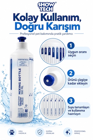Showtech Konsantre Şampuan Seyreltme Şişesi 500 Ml - Ölçekli