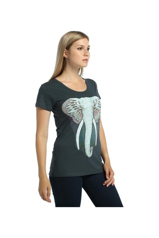 Bant Giyim - Elephant Fil Füme Kadın T-Shirt Tişört