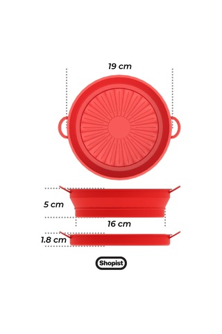 Katlanabilir Airfryer Pişirme Kabı Silikon Pişirme Seti 6 Litreye Kadar Tüm Cihazlara Uygun Kırmızı