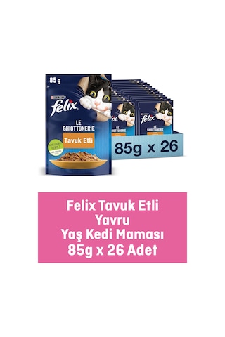 Felix Tavuklu Yaş Yavru Kedi Maması 26 x 85 G