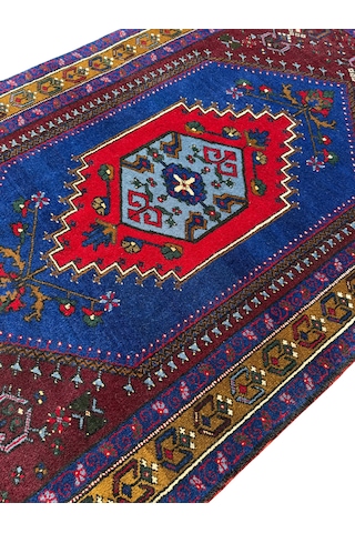 El Dokuma Sıfır Büyük Yahyalı Halısı 130x225 Kök Boya Yün Halı Lacivert