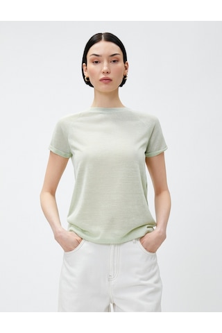 Koton Bisiklet Yaka Tişört Reglan Kol Yeşil 3sak50384ek 3SAK50384EK759 Yeşil