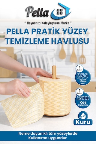 250 Adet Ekonomik-pratik Çek-kopar Rulo Mikrofiber Temizlik Bezi 17x18 Cm Sarı