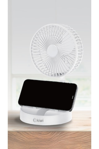 Kfan-7608 Şarjlı Beyaz Katlanılabilir Mini Fan Masa Üstü Vantilatörü Usb Soğutucu Sessiz El Fanı