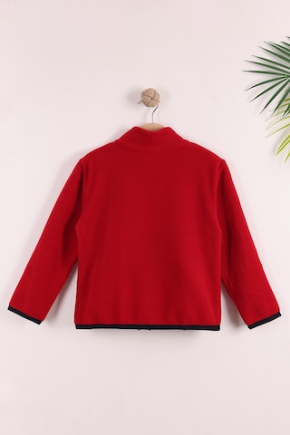 Monox Çocuk Lastik Manşetli Fermuarlı 3 Cepli Unisex Polar Ceket Kırmızı
