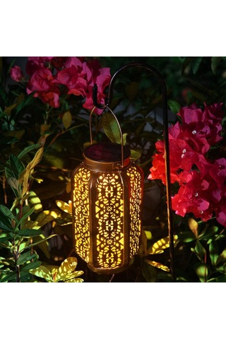 Hfambition Güneş Enerjili Demir Altıgen Projeksiyon Işığı, Açık Hava Dekorasyonu