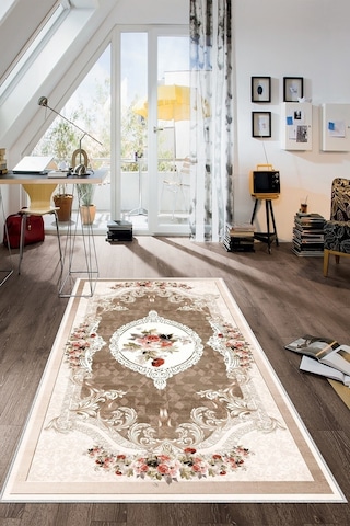 West Home Dijital Baskı Yıkanabilir Kaymaz Taban Salon Halısı Mutfak Halısı Yolluk Ve Banyo Paspası Wh 031 Beige