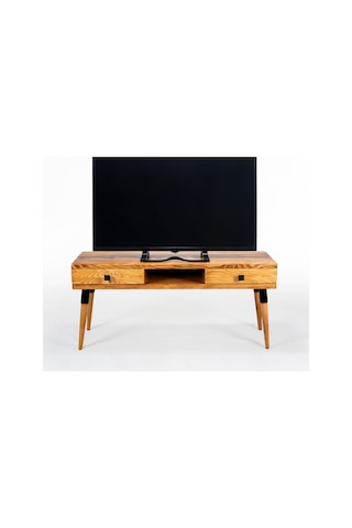 Masif Ahşap Tv Ünitesi 150 Cm İskandinav Stil, Doğal, 2 Çekmeceli Ve 1 Raflı Modest Tv-150 Tk Ahşap