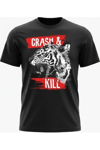 Urbantrendstore Unisex Beyaz Renk Kaplan Desen Oversize Fit Rahat Geniş Salaş T-shirt Günlük Tişört Siyah