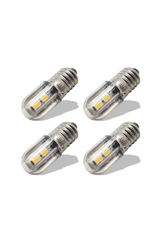 E10 Led Ampul 220v 230v Ac Enerji Tasarruflu Led Gösterge Işığı 8mm Vida Tabanı 3030 4smd Led Yonga Seti Yükseltme Lambası, Sıcak Beyaz 4'lü Paket Hy