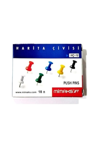 Harita Çivisi Pano İğnesi Mimaks Renkli Harita Çivisi 1 Paket